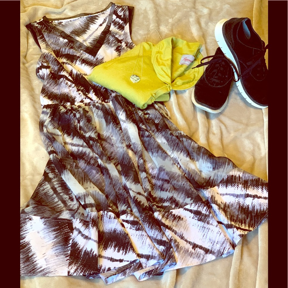 Black And White Impressionist Pattern Spring Dress - image 2